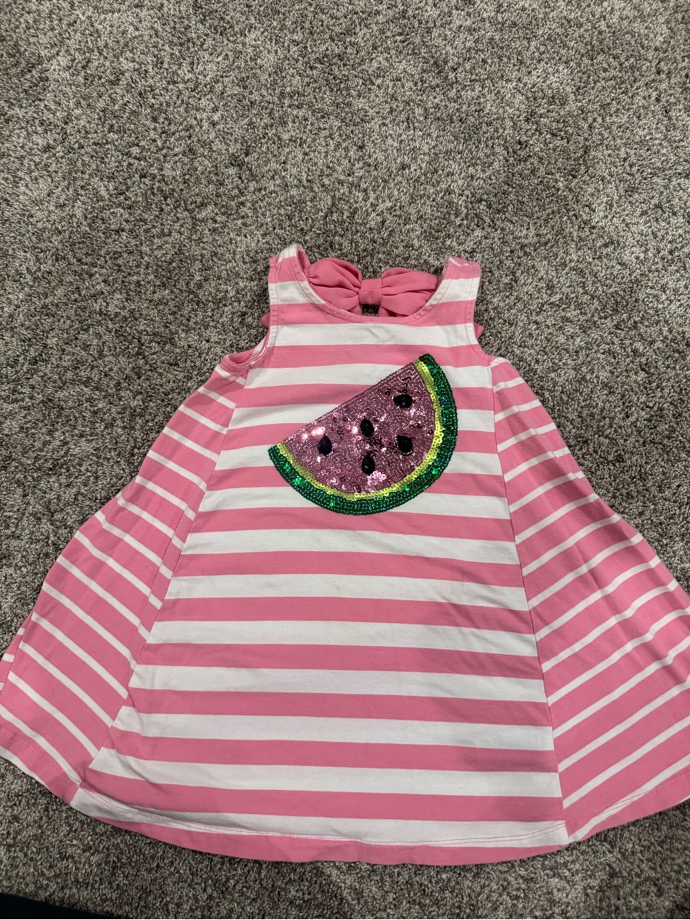 Pink & White Striped Watermelon Sequin Dress